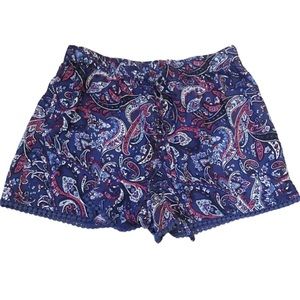 Hollister Blue & Pink Paisey Pom Pom Shorts